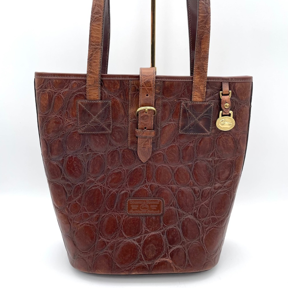 Dooney & Bourke Bucket Bag Leather Women OS Brown Good Crocodile Embossed USA